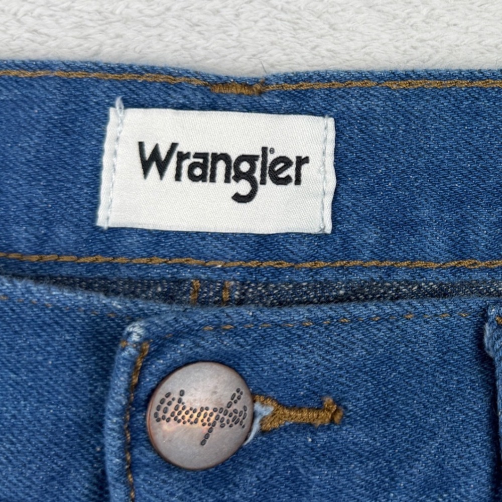 Wrangler Regular Straight Jeans Mens 34x32 Blue Denim Classic Casual Rodeo - Picture 5 of 11